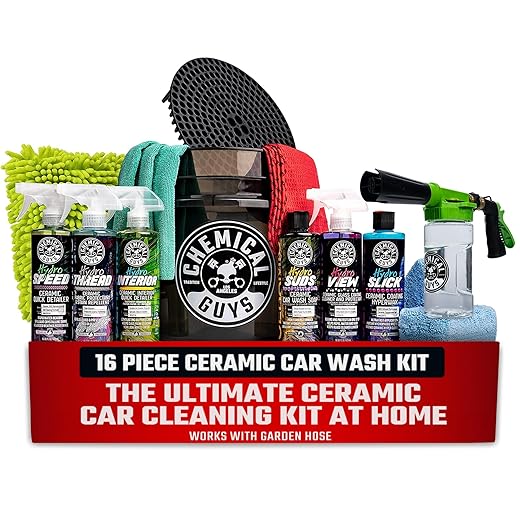 Chemical Guys HOL362 16-Piece Arsenal Builder Ceramic Car Wash & Protection Kit with Foam Gun, Bucket and (6) 16 oz Car Care Cleaning Chemicals (Works w/Garden Hose)