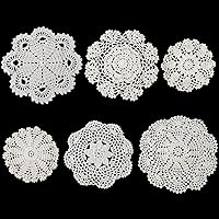 6PCS Vintage Cotton Lace Crochet Doilies 6-8 Inch Round Handmade Placemats for Table Coasters Kitchen Dining Wedding Decor