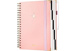 Yoment 5 Subject Tabbed Spiral Notebook - Premium Hardcover Notebook with Pen...