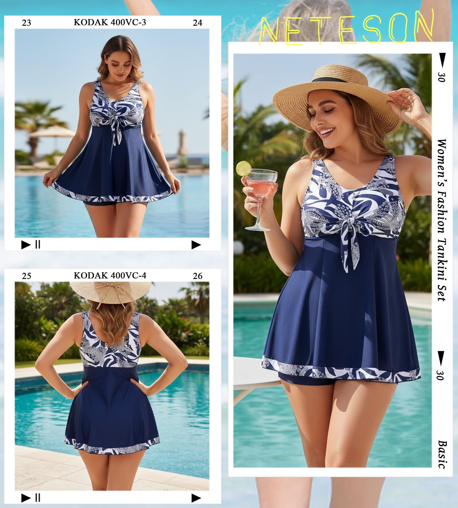 Costume da Bagno Donna Due Pezzi Tankini Set Reggiseno Imbottito Costumi da Mare con Pantaloncini Swimwear Spiaggia Piscina