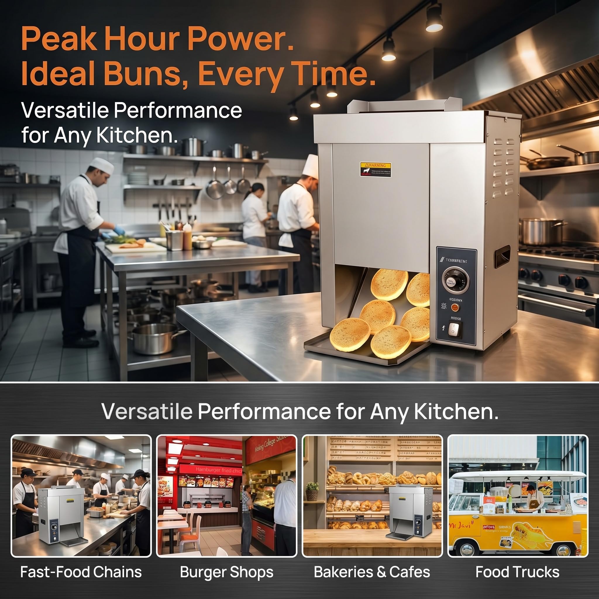 Máquina Comercial para Hamburguesas De 2000 W - Tostadora Eléctrica Vertical para Panecillos, Ideal para Restaurantes De Comida Rápida. Asa Y Dora Automáticamente. Eficiencia De 1400 Rebanadas