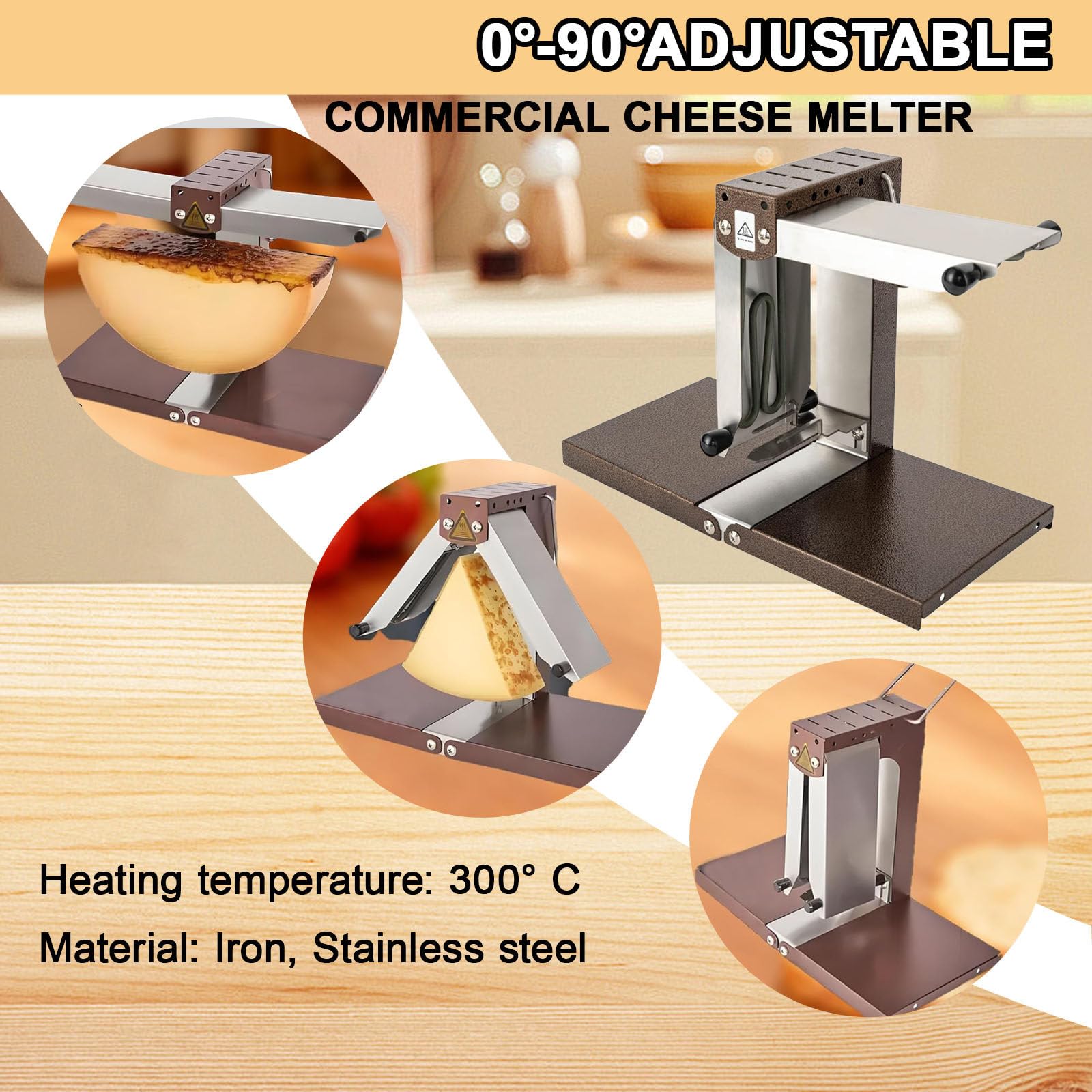 Macchina per Raclette, Riscaldamento Rapido Multifunzione per Cucina, Angolo Regolabile, Inox Durevole, Servizio A Tavola E Convivialità