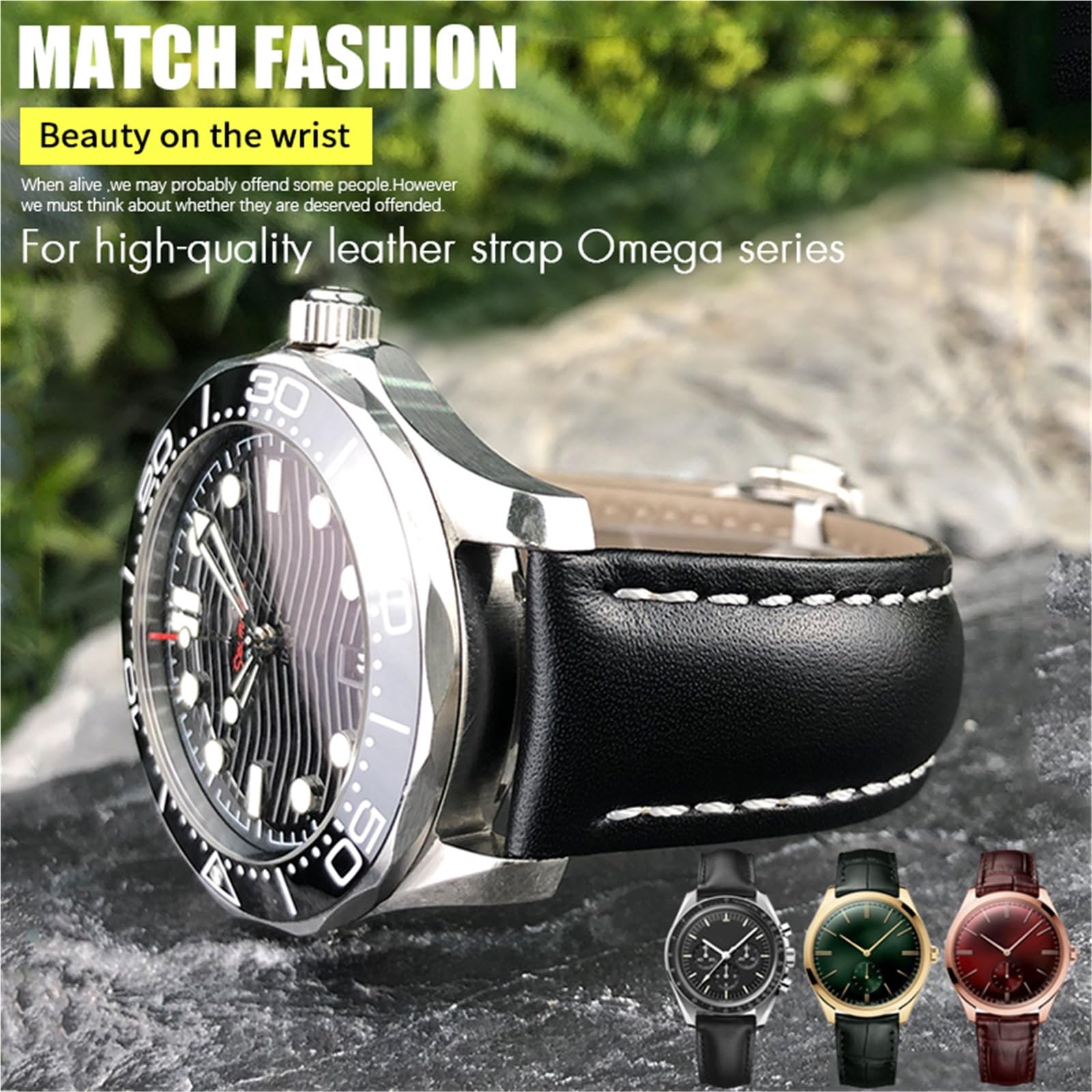 Bracelets en cuir 18 mm 19 mm 20 mm 21 mm 22 mm pour bracelet Omega montre bracelet noir bleu marron