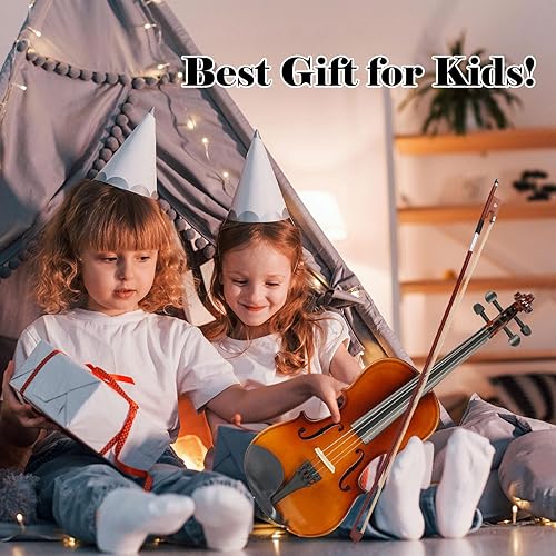 Miniatura 5 de BELANITAS Violín de tamaño completo 44 para niños de 5 a 9 años, violín para niños de 5 a 9 años, violín para cumpleaños, regalo del día del niño,