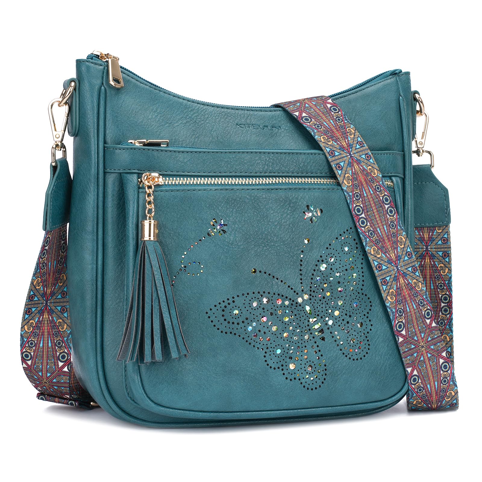 KITEVIUN Medium Crossbody Bags for Women Trendy, Women's Butterfly Shoulder Handbags with Tassel