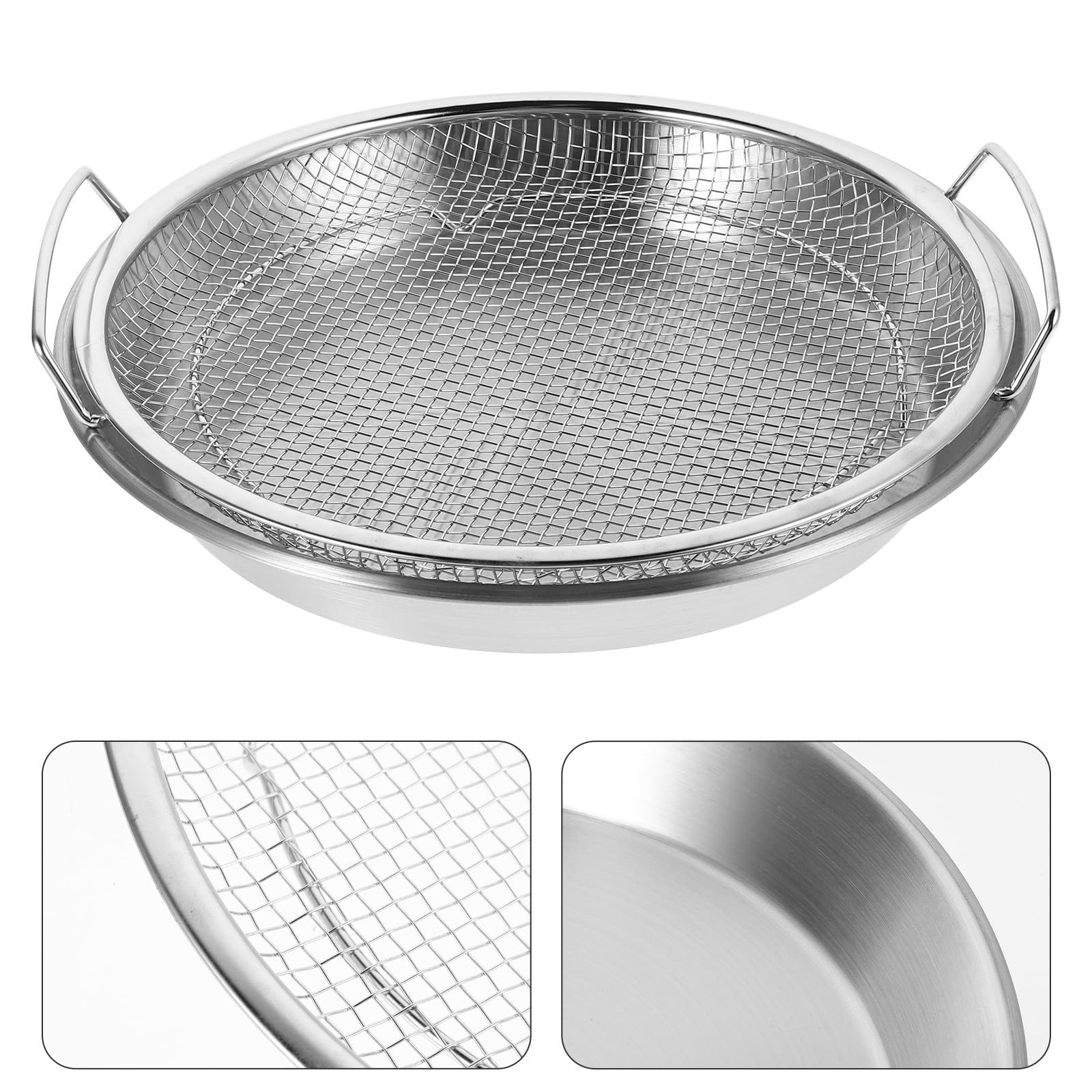 Filtro per Olio in Acciaio Cestello in Rete e Vaschetta di Raccolta, Colino da Cucina per Friggitrice e Preparazione di Alimenti Freschi