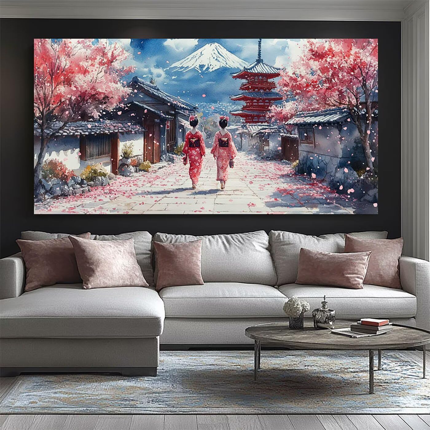 Gejsza diamentowe zestawy artystyczne dla dorosłych, góra Fuji, diamentowy obraz, kryształ, sztuka, zestaw do haftu krzyżykowego, 61 x 140 cm, do samodzielnego malowania według numerów, z kolorowymi