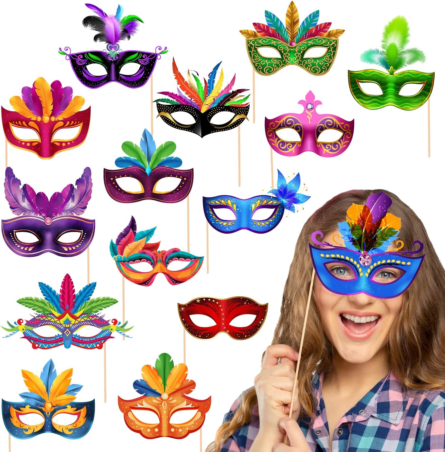 15 Pieces Bachelorette Party Props for Bride Photo Props Mask mask for Party Photo Booth Mask Props Indian