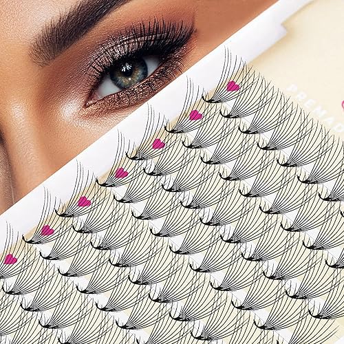 Miniatura 1 de Q&D LASH Extensiones de pestañas postizas en abanico con rizo CD, bandeja mixta, base ponitada, abanicos de pestañas preamde con volumen profesional