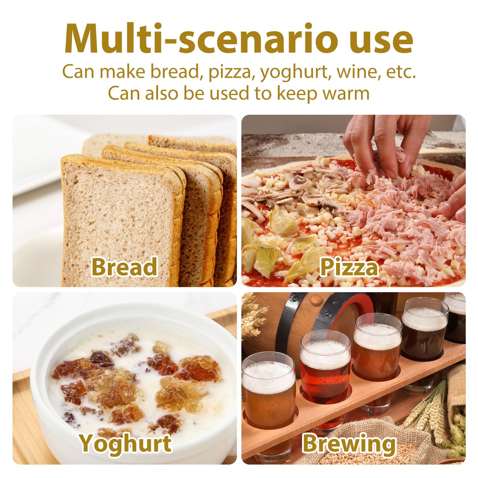 Cestino Lievitazione per Pane, Controllo della Temperatura Pieghevole Kit di Correzione per Lievito Madre per Pane Fatto Yogurt Natto a Casa