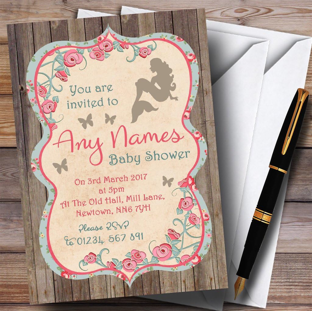 Shabby Chic Woodland Mermaid Invitations Baby Shower Invitations