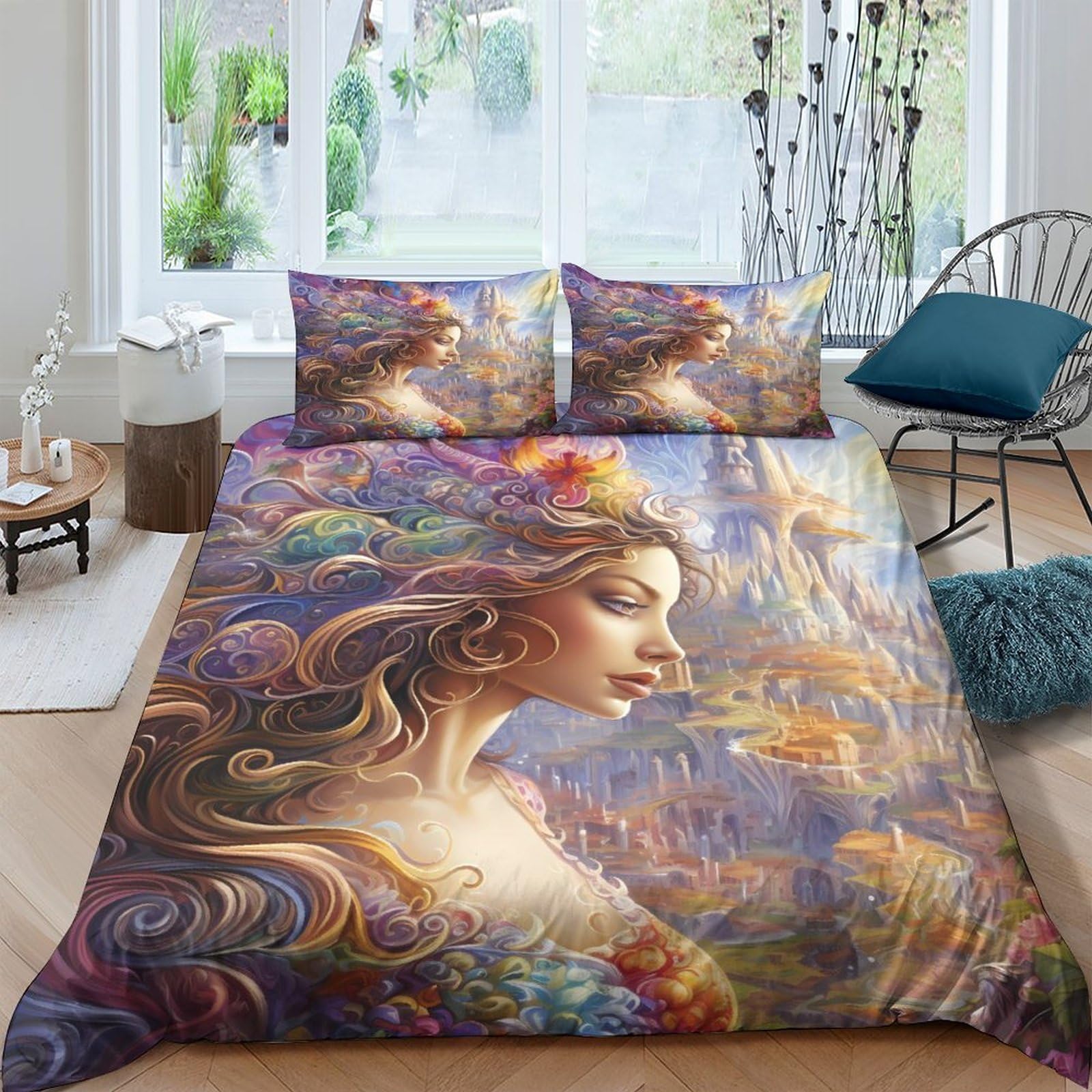 Housse de couette papillon 3D 220x240cm en microfibre douce avec taies d'oreiller pour lit King