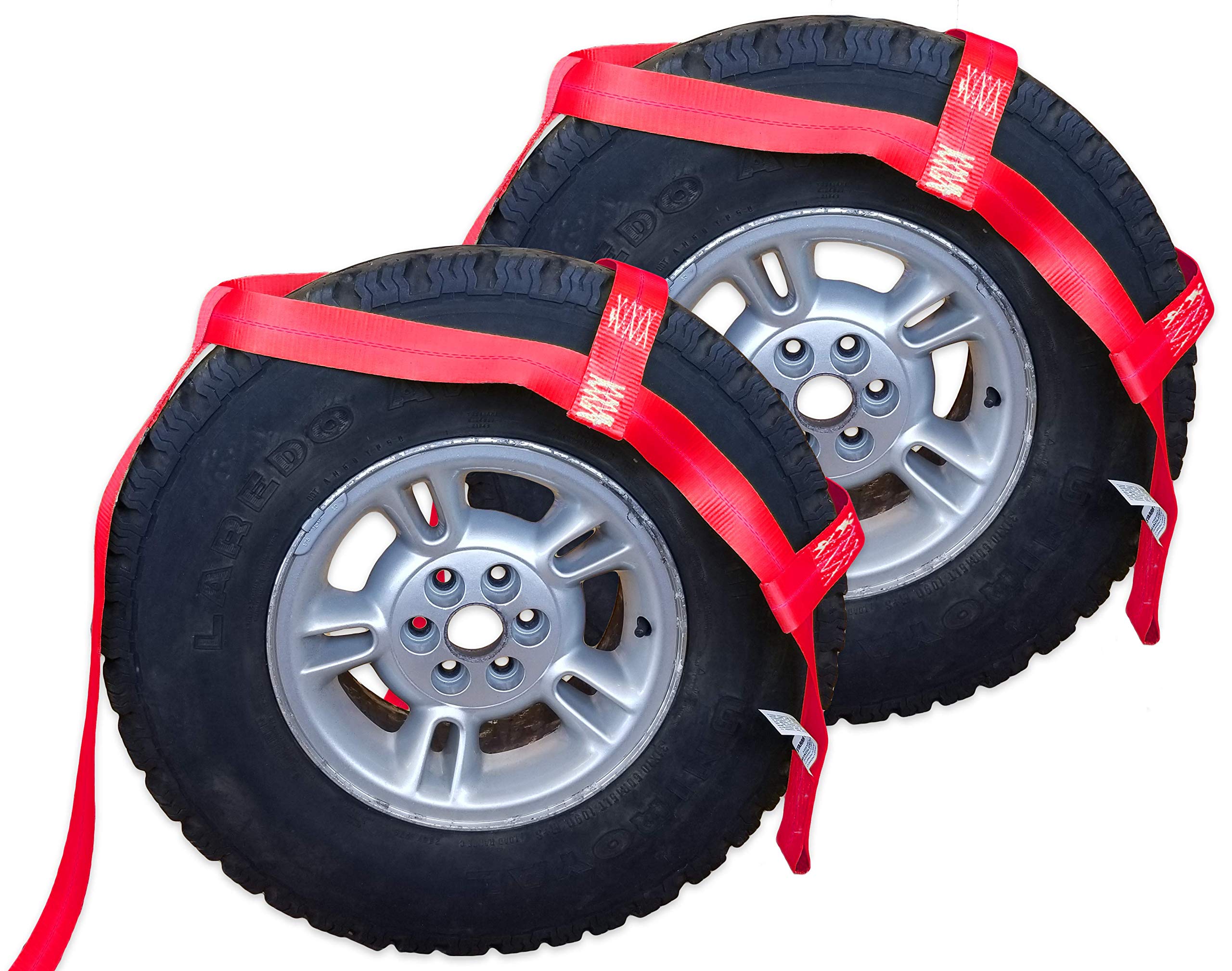 (2x) Blue Demco Tow Dolly Straps Wheel Basket Flat Hooks Kar Kaddy Auto Hauler - Foto 2