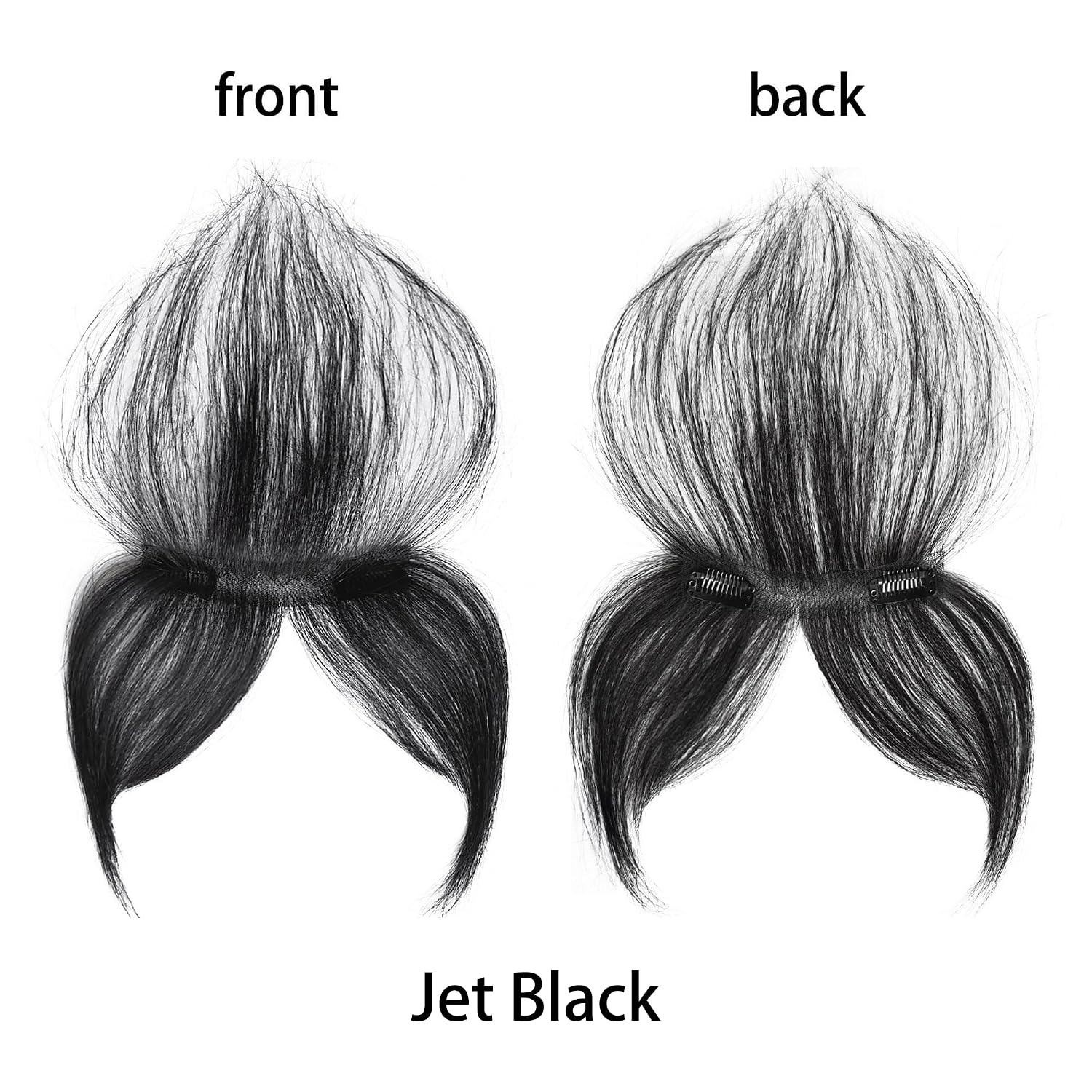 viviaBella Clip in Baby Hair Bangs 100% Hand Made Human Hair Natural Forehead Hairline Clip in Hair Extensions No Trace Patch Hairline for Women (Jet Black, 1"X5.3", 10")