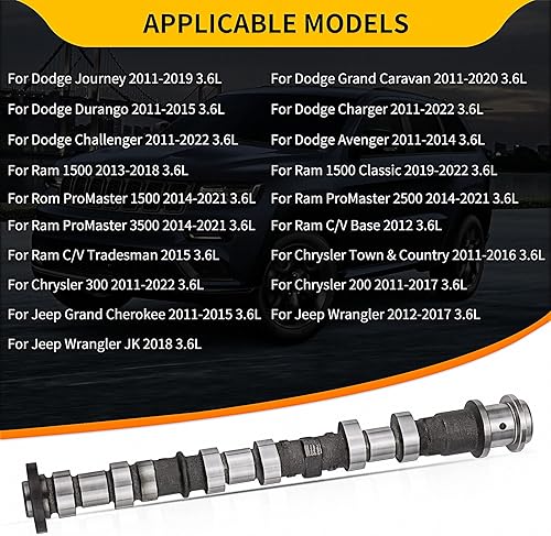 Miniatura 5 de 5184377AG Árbol de levas de escape lateral izquierdo para modelos JeepDodgeChryslerRam 3.6L V6 2011-2021 Sustituye 5184377AD 05184377AH 5184377AE