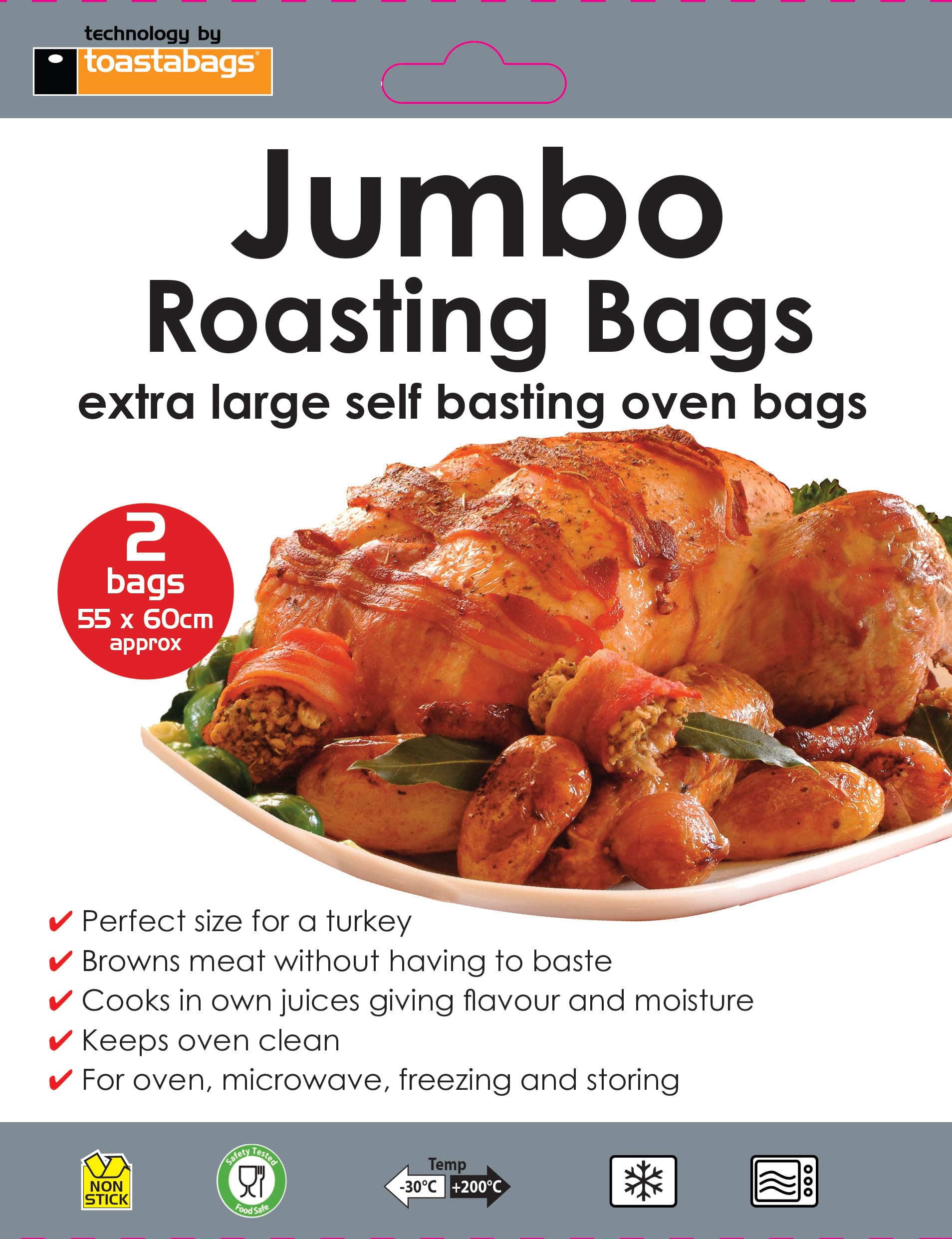 Toastabags Jumbo Oven Roasting Bags 55 X 60Cm - 2 Pack - Perfect For Your Turkey