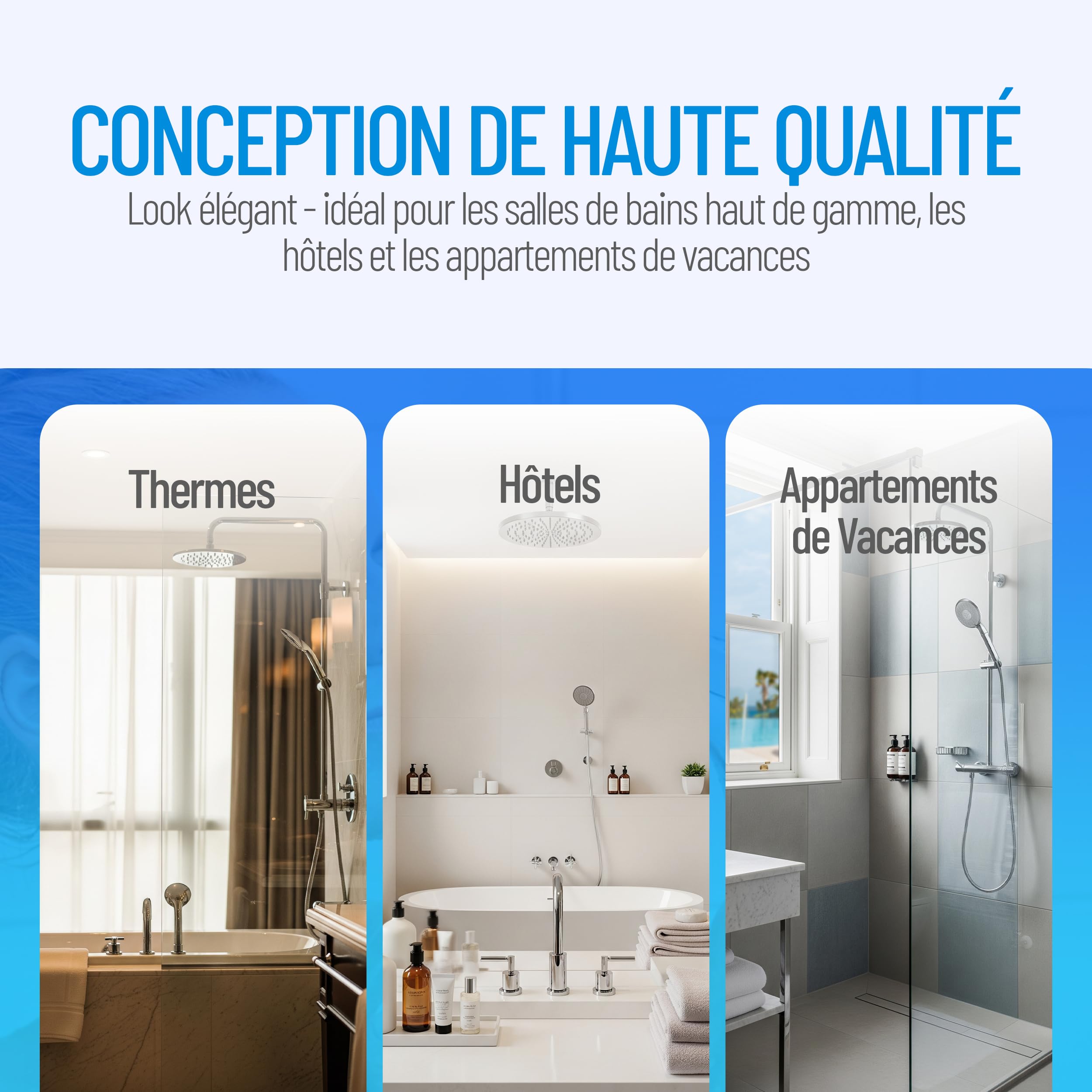 Pommeau de douche anti légionellose Premium, Protection longue durée, esthétique & discrète
