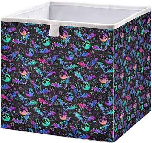 Cubo de almacenamiento de tela con forma de murciélago de Halloween, caja de almacenamiento plegable, organizador de armario grande, cestas para