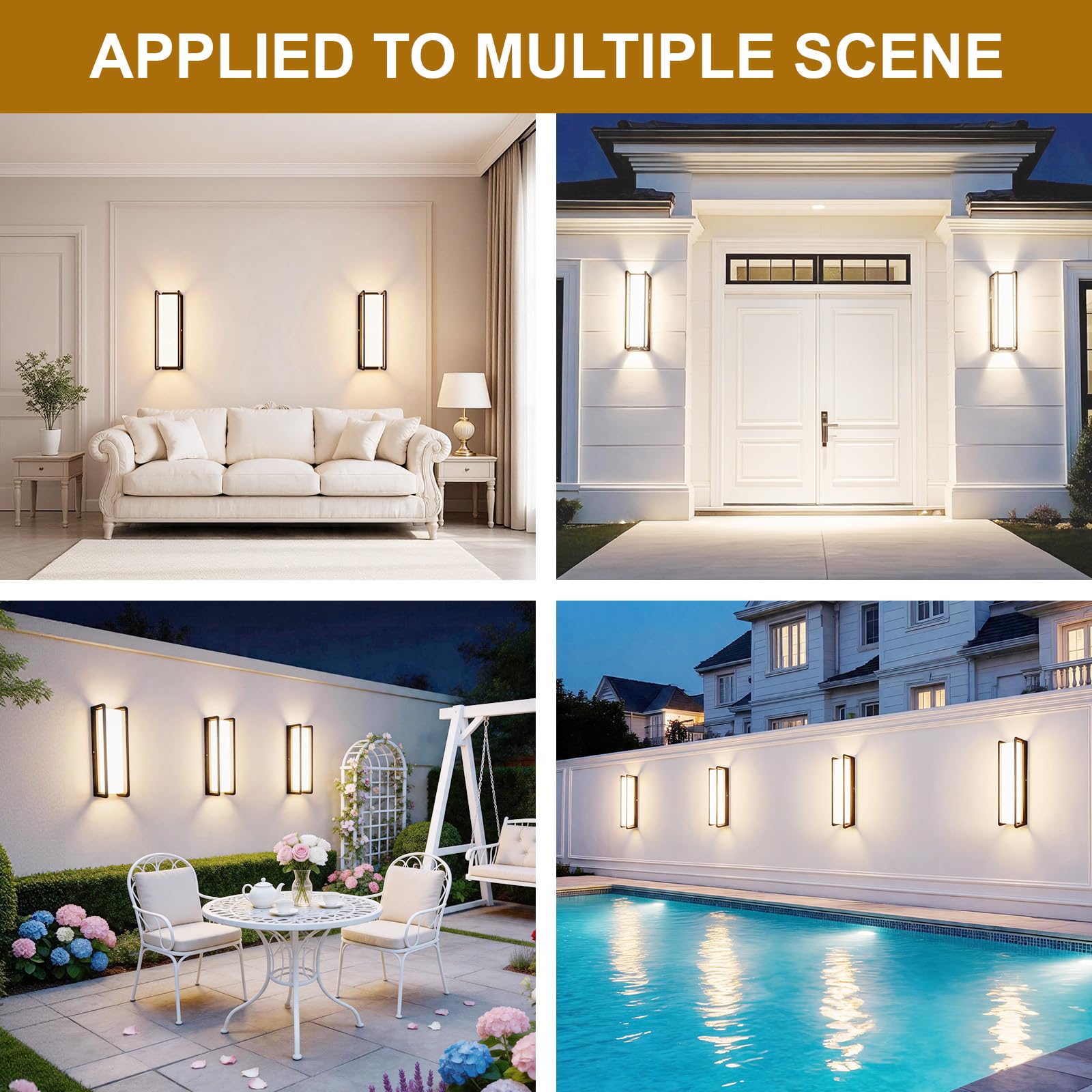Applique da Parete Interno 24W | lampada da parete IP65 Impermeabile Alluminio,Bianca Calda 3000K, Applique da Esterno Moderna per Giardino, Terrazza e Garage