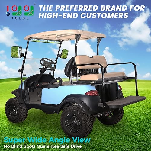Miniatura 2 de 10L0L Espejo lateral plegable para carrito de golf y espejo retrovisor de 4 paneles, ajuste universal EZGO Club Car Yamaha, combo de espejos