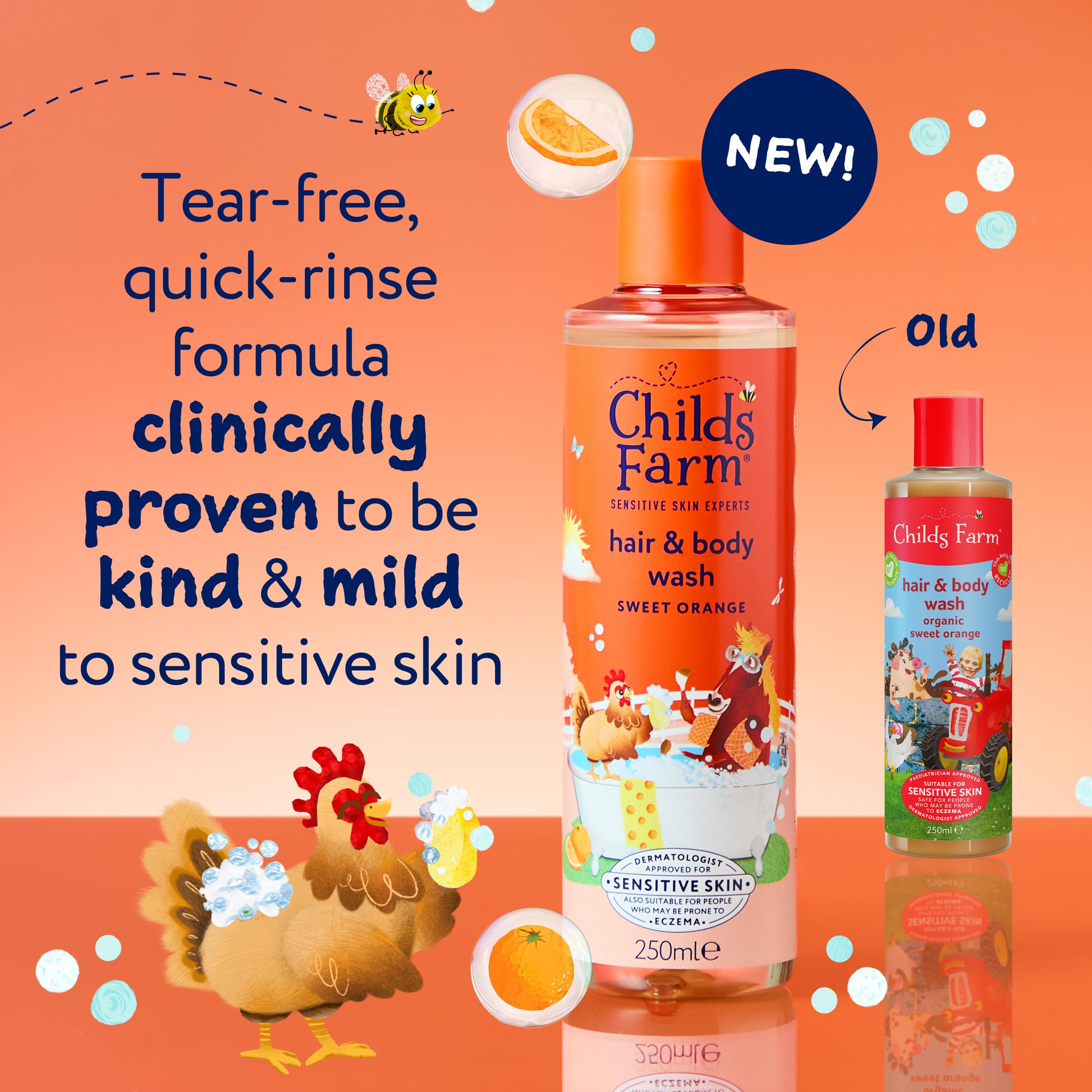 Childs Farm Kids Hair & Body Wash, Sweet Orange | Tear-free, Gently Cleanses | Suitable for Dry, Sensitive Skin, 250ml — view 2