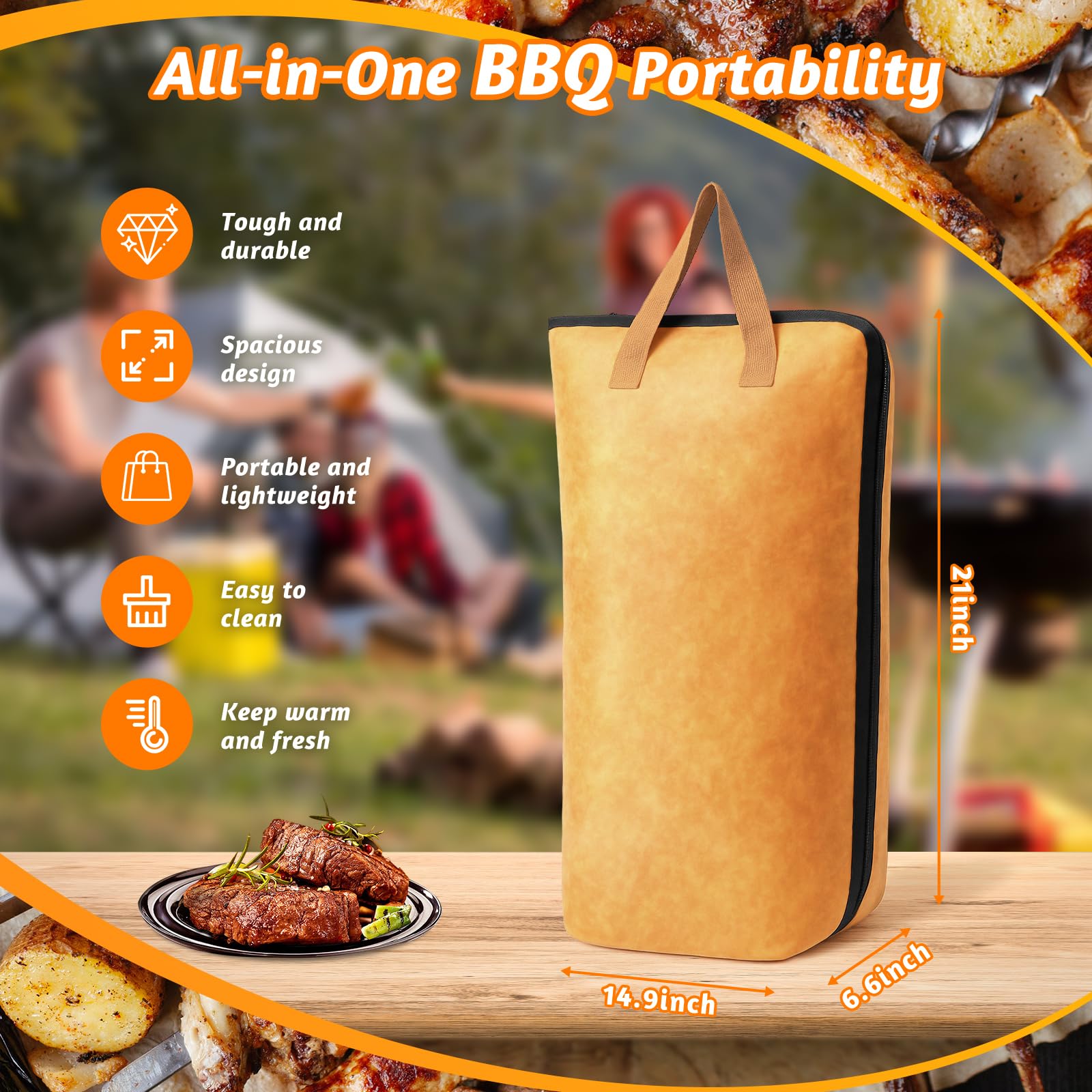 ZUZUAN BBQ Meat Resting Blanket - 21 Inch Insulated Smoker Bag For Brisket Turkey Pork