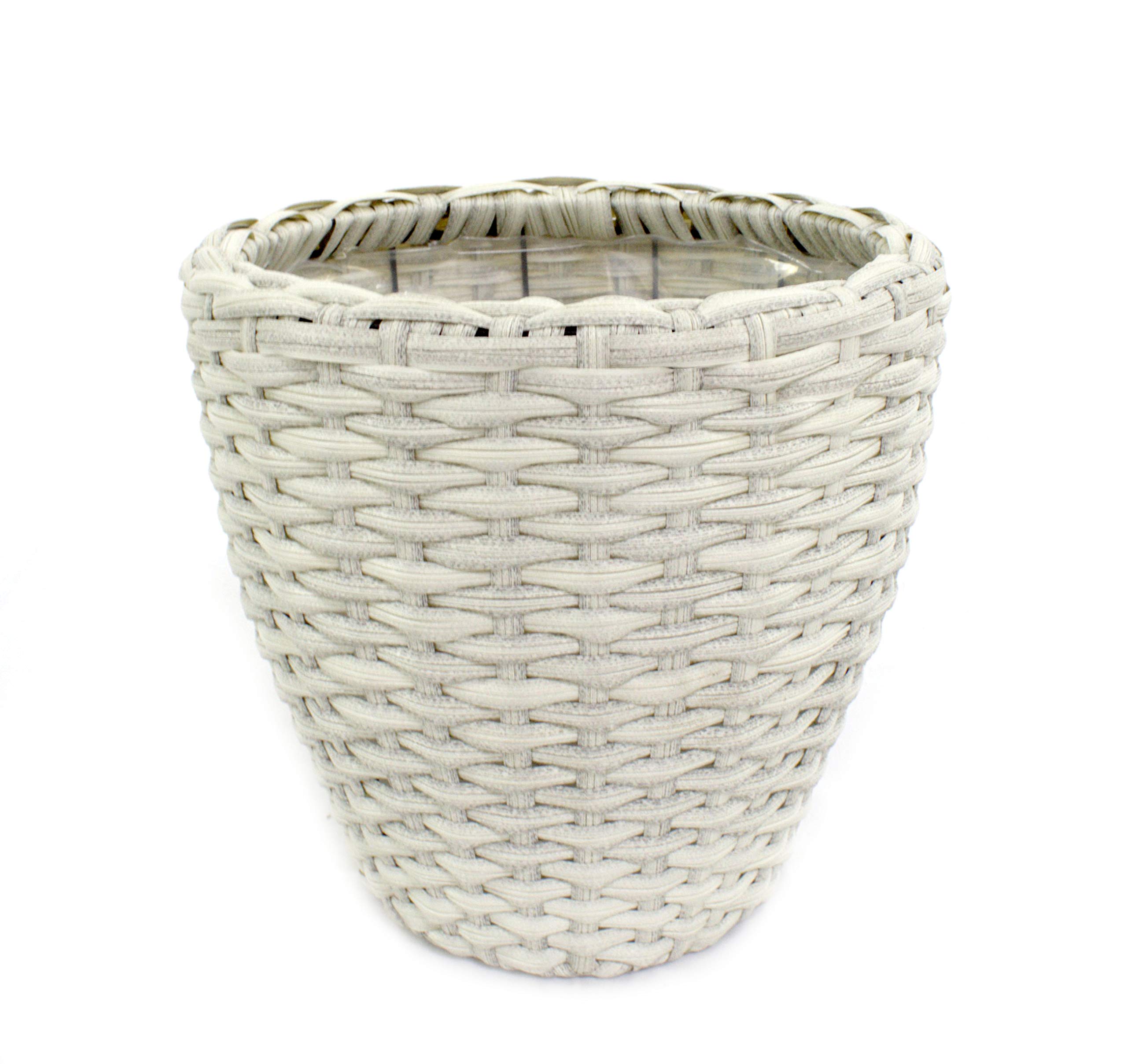 DARO DEKO Rattan Blumentopf rund 3 Stück - S, M und L weiß