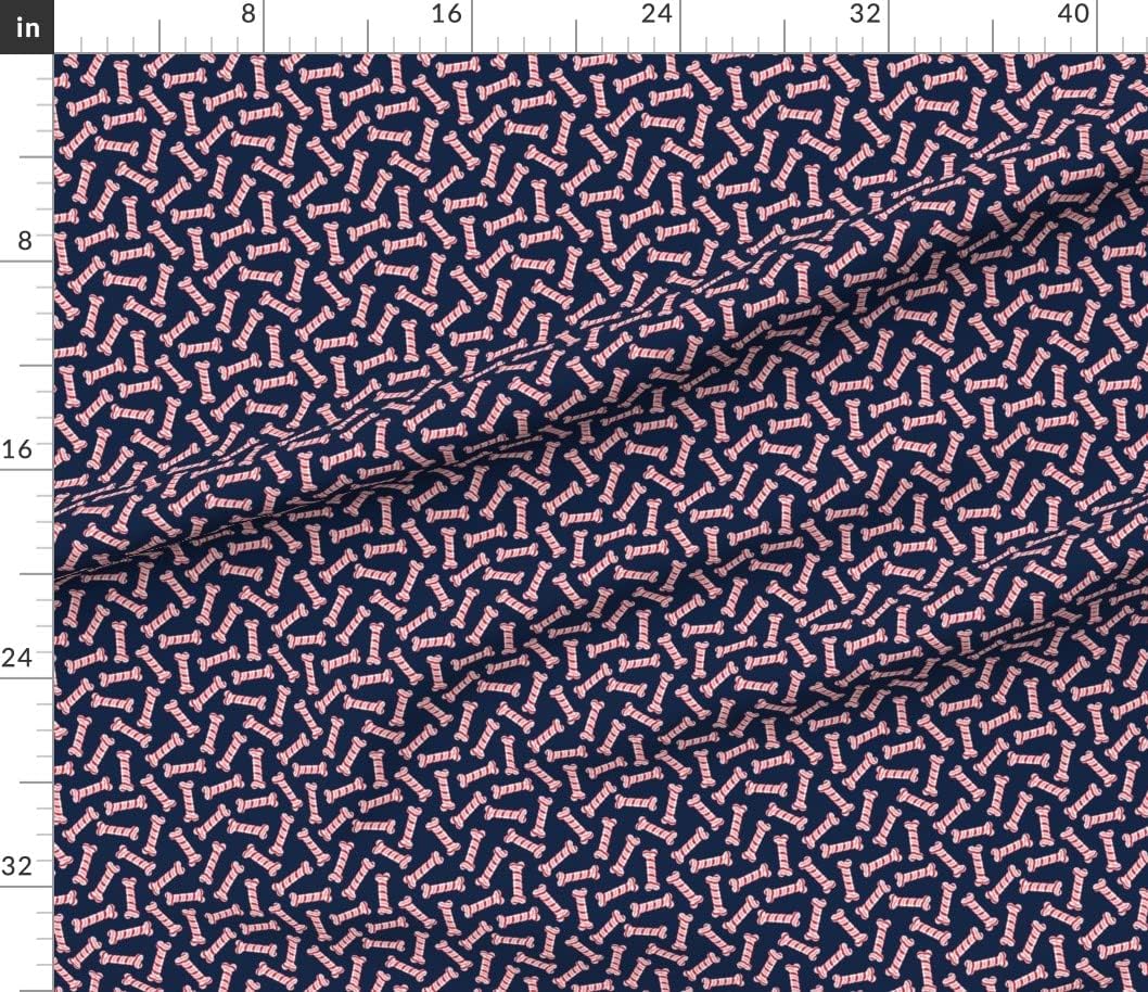Spoonflower Fabric - Candycane Dog Bones Navy Fun Christmas Treat Printed on Petal Signature Cotton Fabric by The Yard - Sewing Quilting Apparel Crafts Decor
