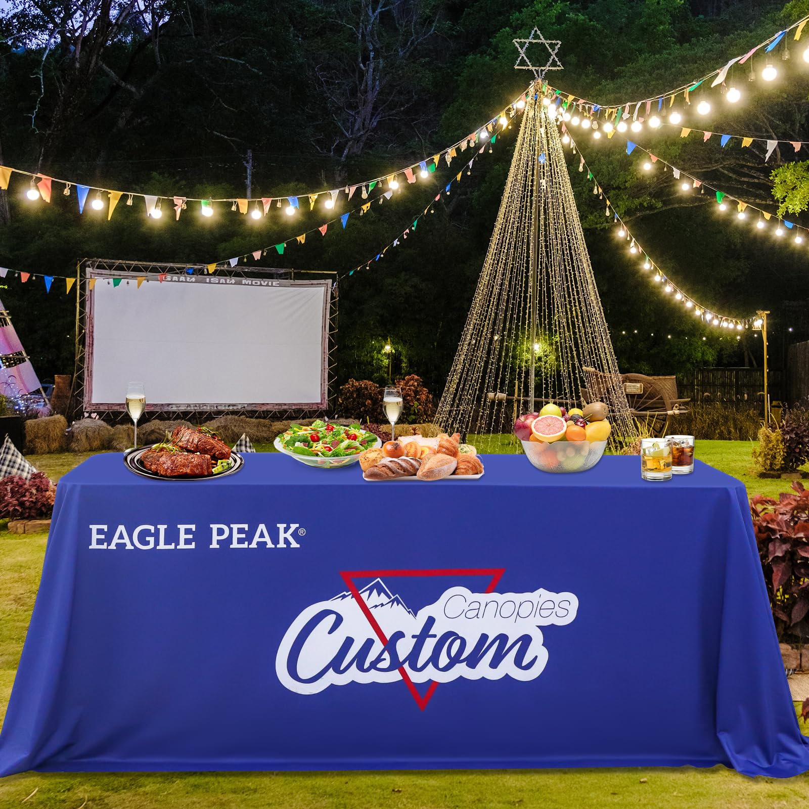 EAGLE PEAK Custom Logo Table Cloth Personalized Table Cover with Your Logo for Trade Show Business Event 6ft Rectangular Customized Tablecloth