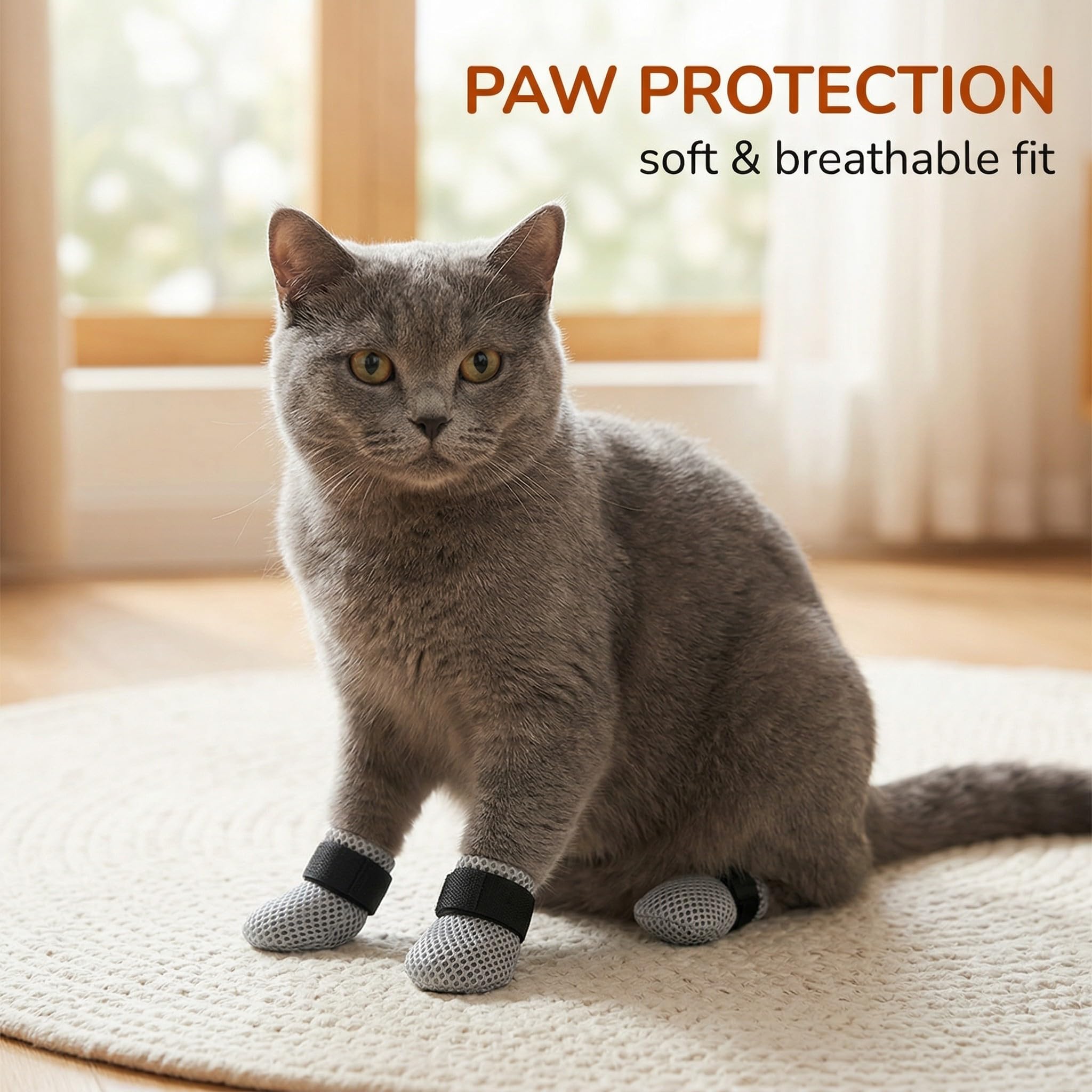 Set Van 4 Kattenlaarzen – Krasbestendig, Verstelbaar En Ademend Voor Kleine Poten (maat M, 2-4 Kg)