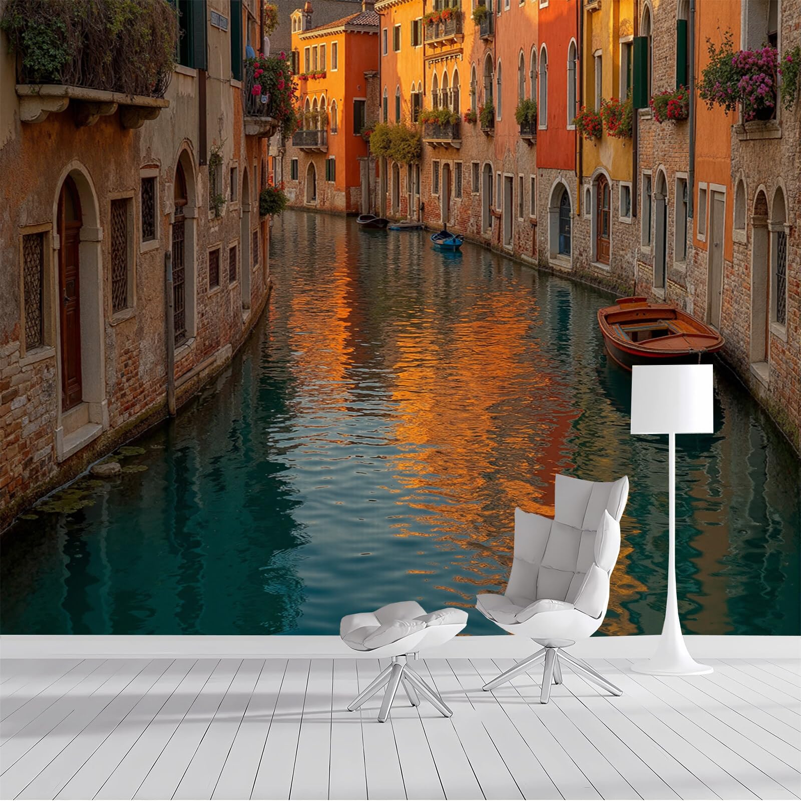 Papier Peint Venise 3D Brun : Agrandir un Salon Étroit 200X140