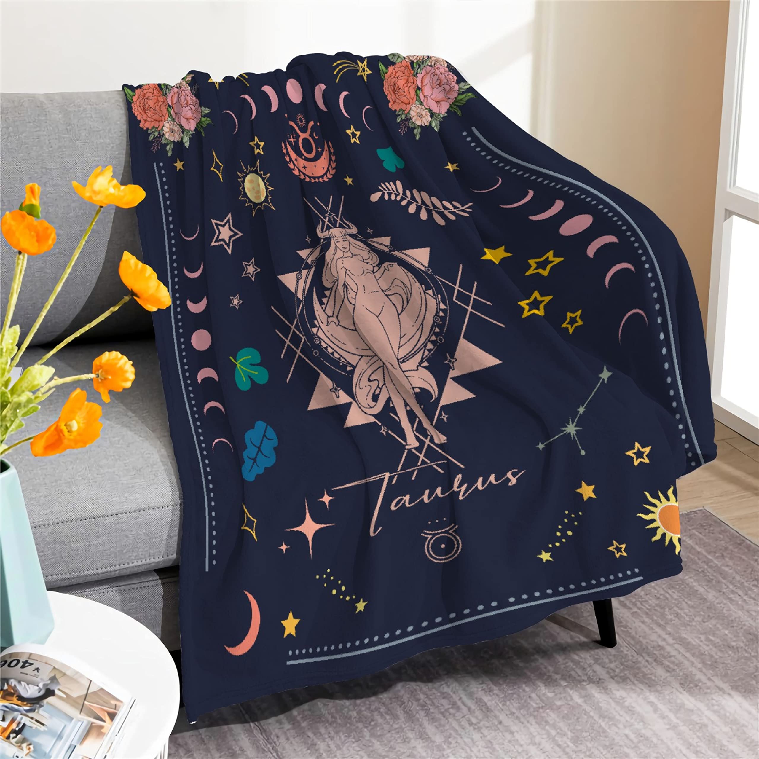 Stier Sternbild-Überwurfdecke Aus Flanell – 127 X 101 Cm, Weich & Warm, Für Sofa Oder Bett