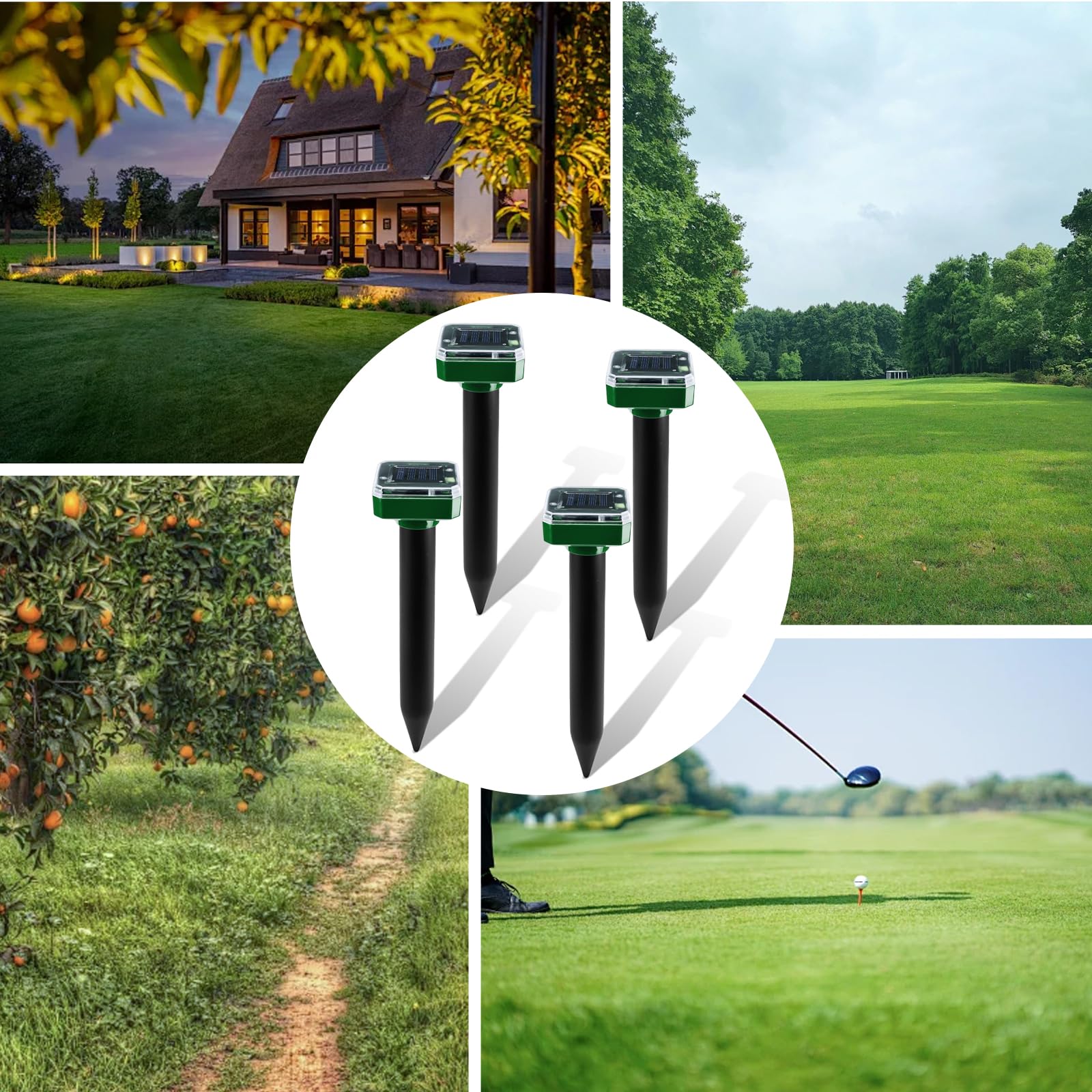 4 unidades de ahuyentador solar de topos: IP65 resistente al agua, ahuyentador de topos solar, ultrasonido para ahuyentar topos y plagas para el jardín