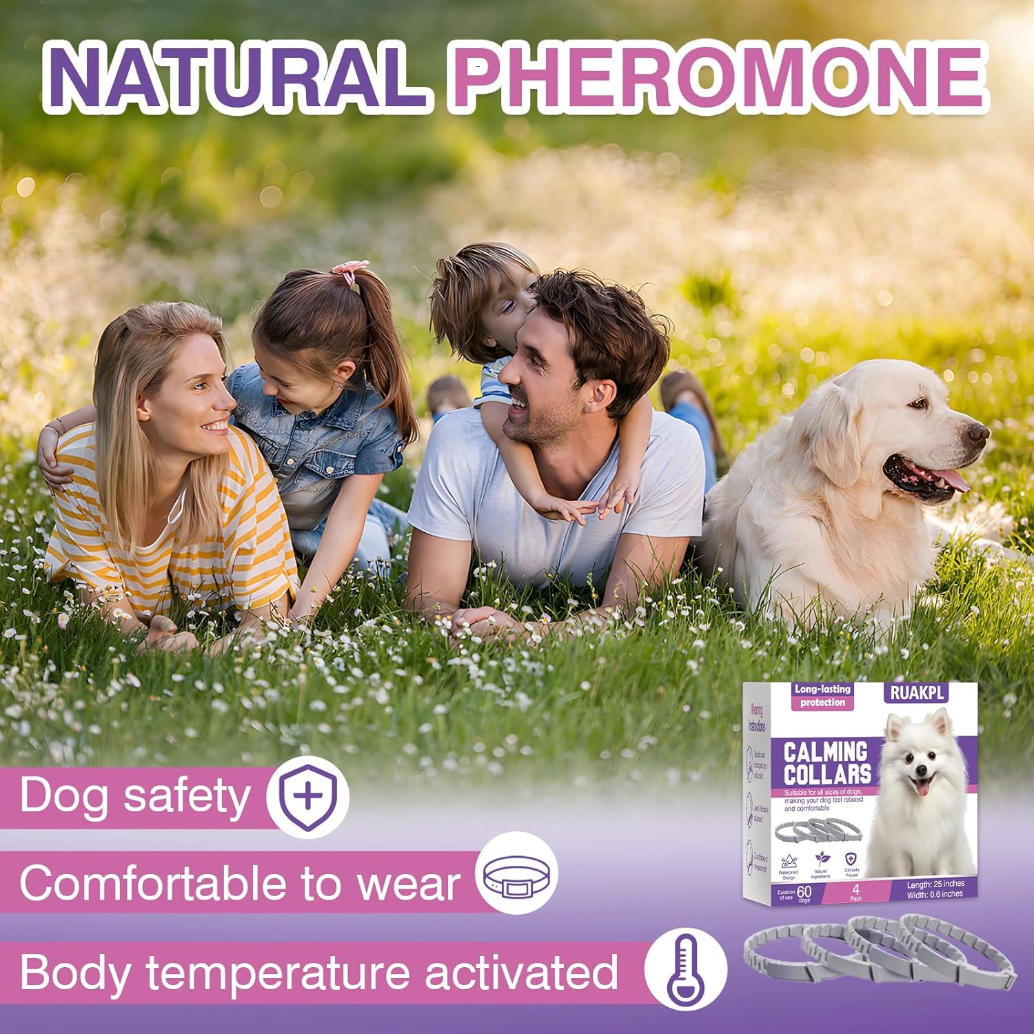 Calming Collar for Dogs 4 Pack Dog Calming Collar with Soothing Pheromone for Dog Helps Relieve Anxiety Stress Adjustable for Dogs Long-Lasting 60 Days Pet Calming Collars Grey - Image 7