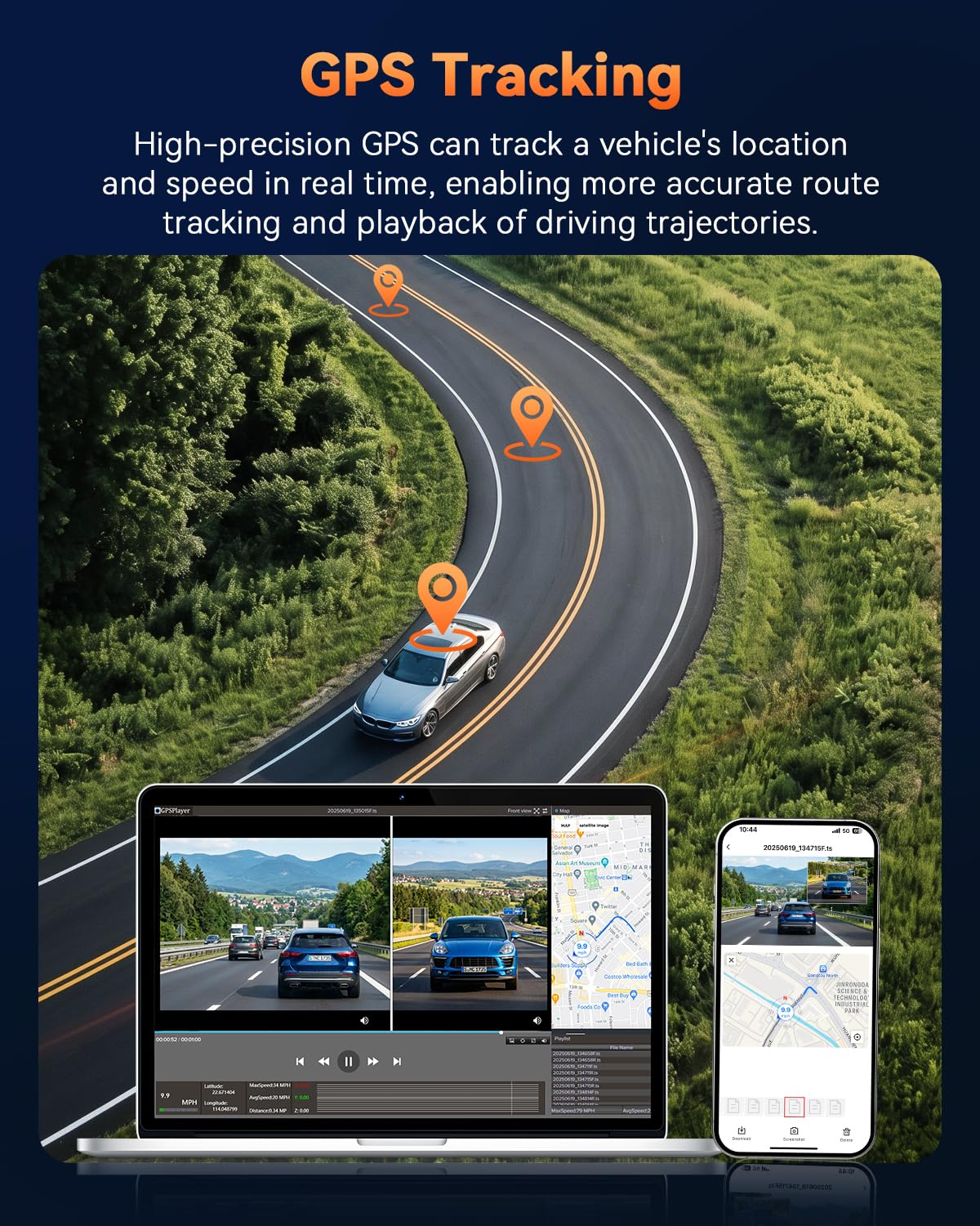 4K+4K Dual Dash Cam Front and Rear, Free 128GB Card, Starlight Night Vision view 9