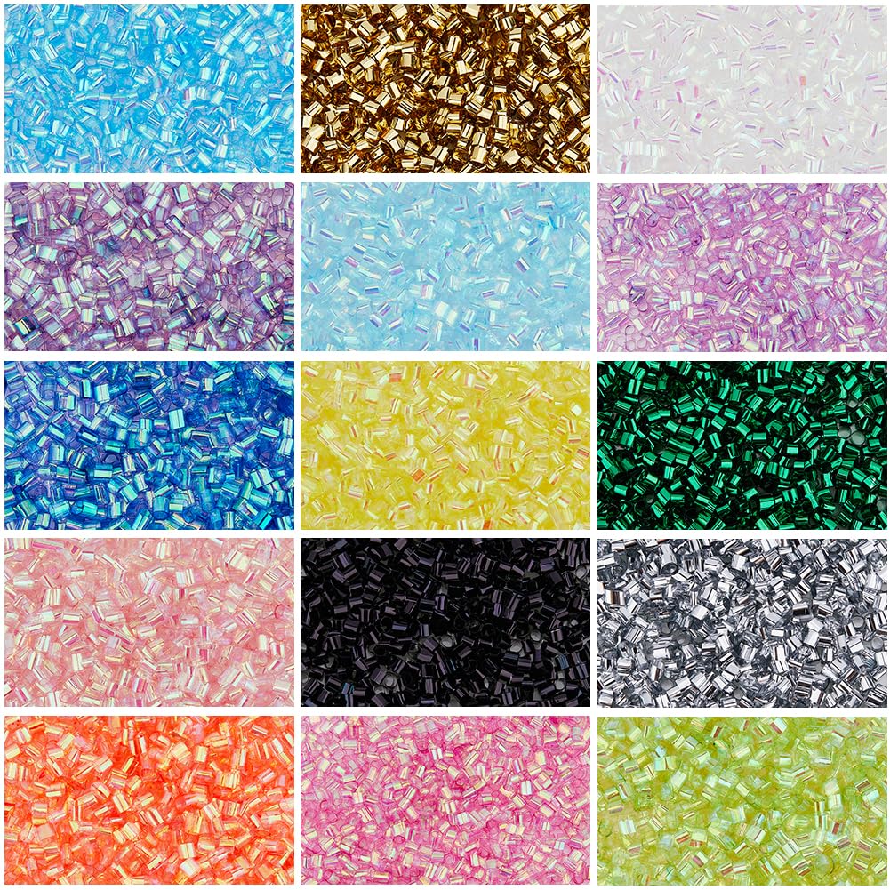 Dicosmetic 15 Color Crispy Bingsu Beads - Iridescent Soft Straw Tube 3D Glitter Plastic Beads - Assortment Crunchy Slime Microbeads (19050 Pcs, 180g)