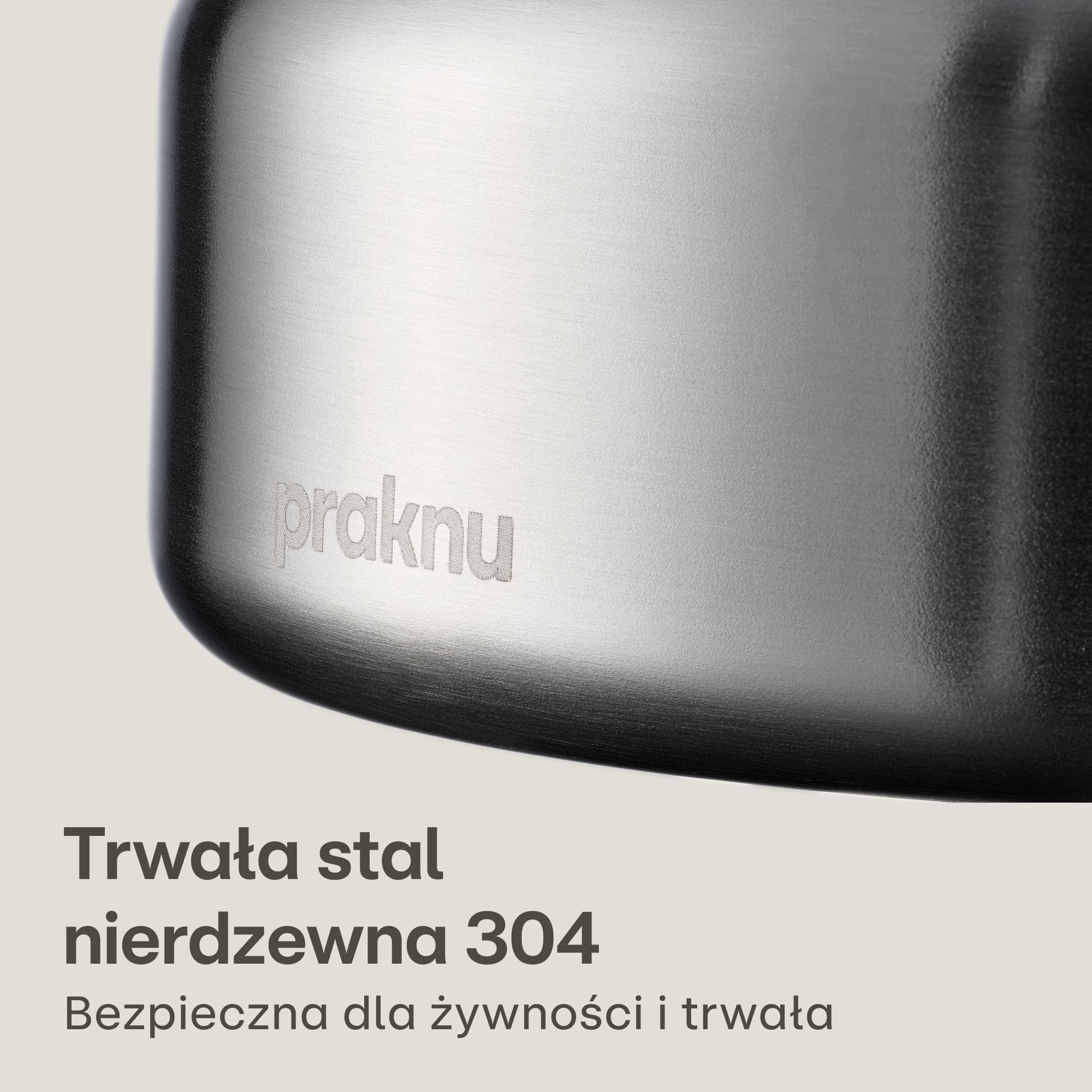 Praknu Zestaw Czajnik Turystyczny 1L Stal Nierdzewna – Czajnik, Kubek, Zaparzacz & Torba – Sztaplowany – Uchwyt z Silikonu Odporny na Ciepło – Indukcja, Gaz & Ogień – Do Zmywarki