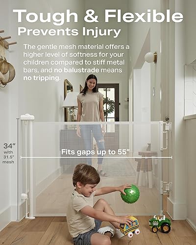 Miniatura 3 de Cumbor Puertas retráctiles para bebés para escaleras, familiares y ganadores de los premios Mom's Choice, se extienden hasta 55 pulgadas de ancho