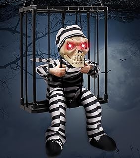 Scary Talking Prisoner Halloween Decorations Indoor Animatronics Pranks, Home Halloween Decor Props with Motion Sensor and Light, Halloween Door Outdoor Decorations Clearance, Pranks for Kids Adults