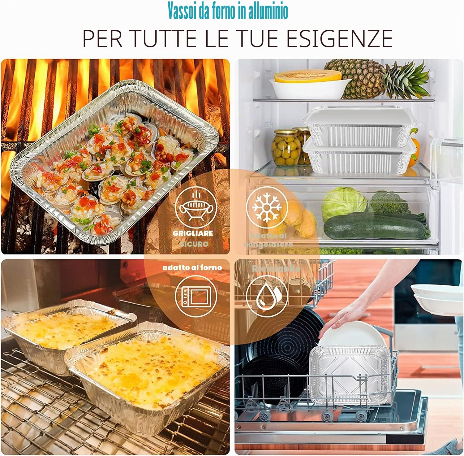 LATERN 30 Pezzi Teglie da Forno in Alluminio, 31 x 21 x 5cm Vassoi per Arrosti Usa e Getta Forno Congelatore Sicuro Cottura Cottura Alla Griglia Pentole per Feste Stoccaggio da Asporto Contenitori