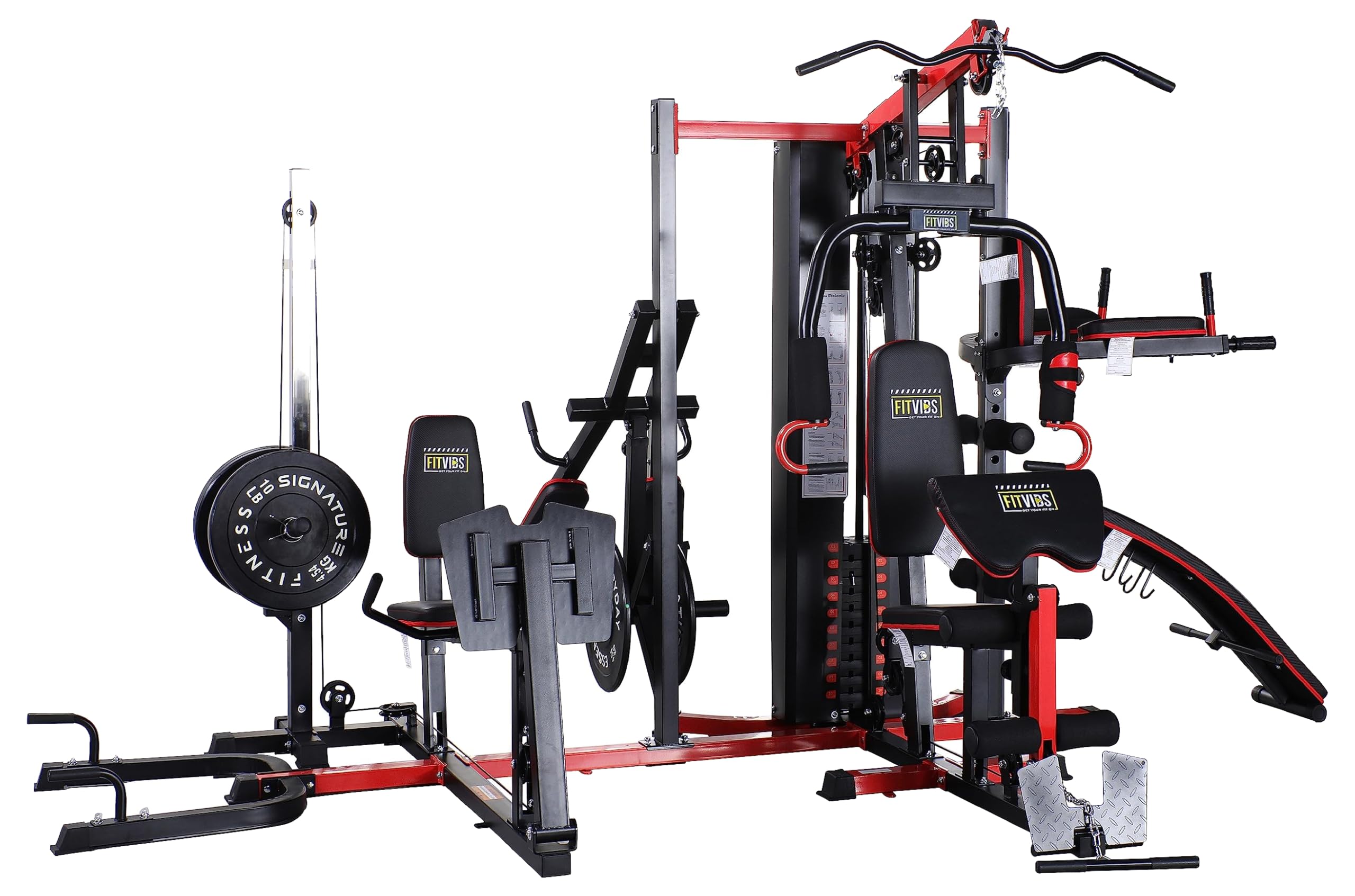 Multifunctional Home Gym System Workout Station with Leg Extension and Preacher Curl, 122.5LB Weight Stack, Multiple Options, Multiple Packages