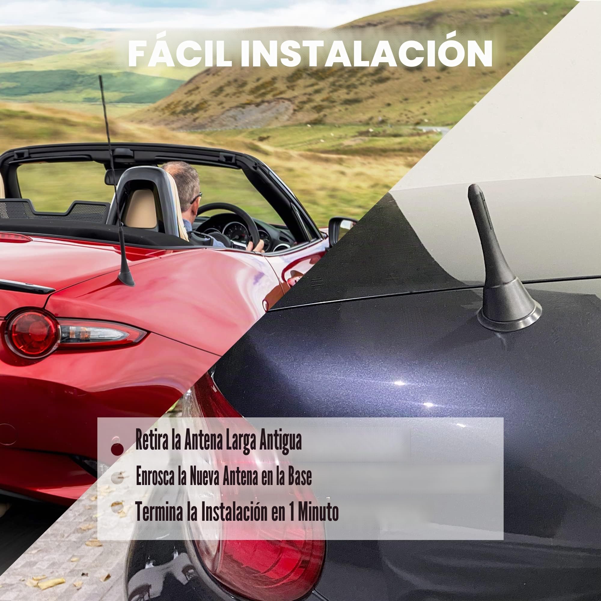 KSaAuto Antena de goma de 3 pulgadas para Mazda Miata MX-5 RF ND NC 2006-2024 OEM NF47-66-A30A, diseño de línea deportiva que mejora la apariencia, reduce la resistencia al viento y el ruido