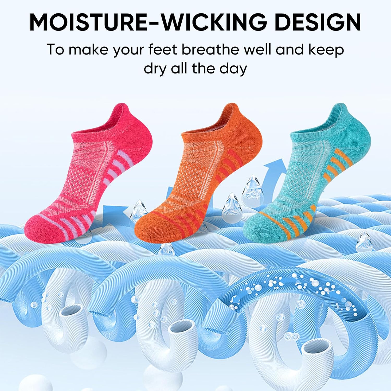 Womens Ankle Socks 6-Pairs Athletic Running Sport Socks With Cushioned Sole - Image 5