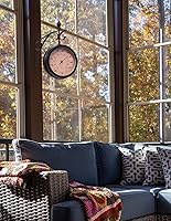 Vista 5 de Mark Feldstein & Associates Thomas Kinkade - Reloj y termómetro de estación de metal con rosa amarilla, 14 pulgadas