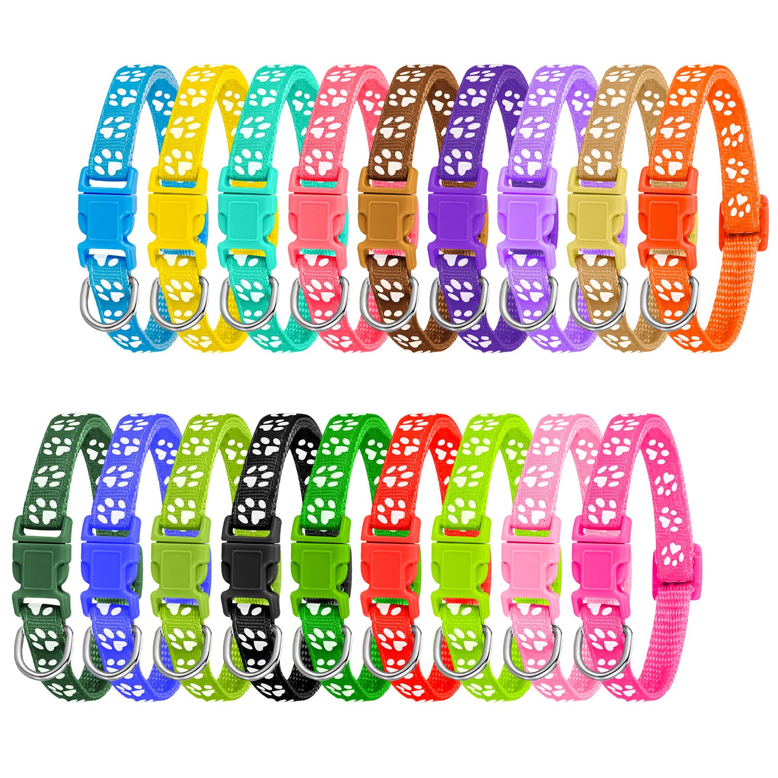 BOUMUSOE 18 Pcs Puppy Collars for Litter Adjustable Puppy Whelping Collars Soft Nylon Puppy ID Collars with Safety Quick Release Buckle for Small Medium Dogs( 19-32cm )