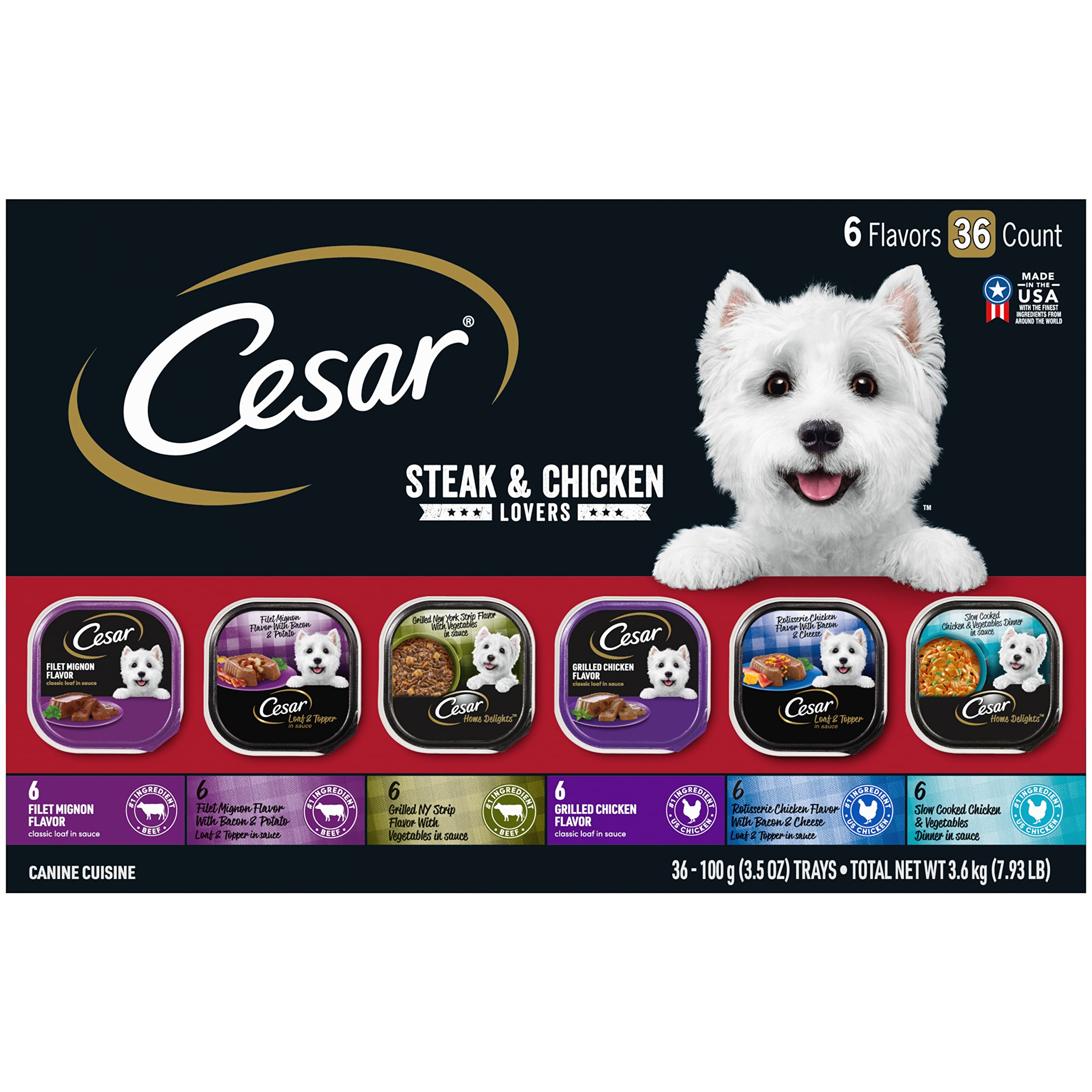 Buy CESAR Wet Dog Food Steak and Chicken Lovers Variety Pack with Real