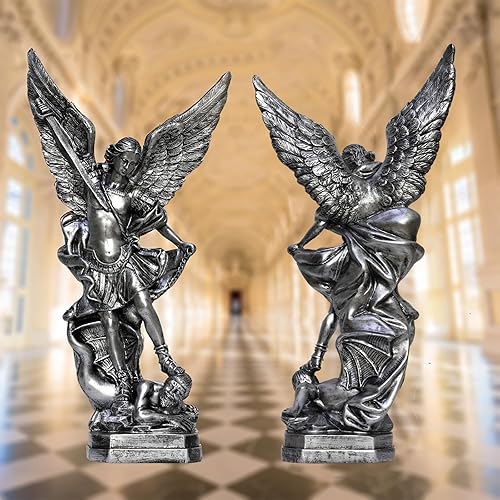 Miniatura 4 de SAINWORDS Estatua de San Miguel Arcángel de 12.5 pulgadas San Miguel Arcángel Estatua de San Arcángel Miguel Religioso Coleccionable Ángel de