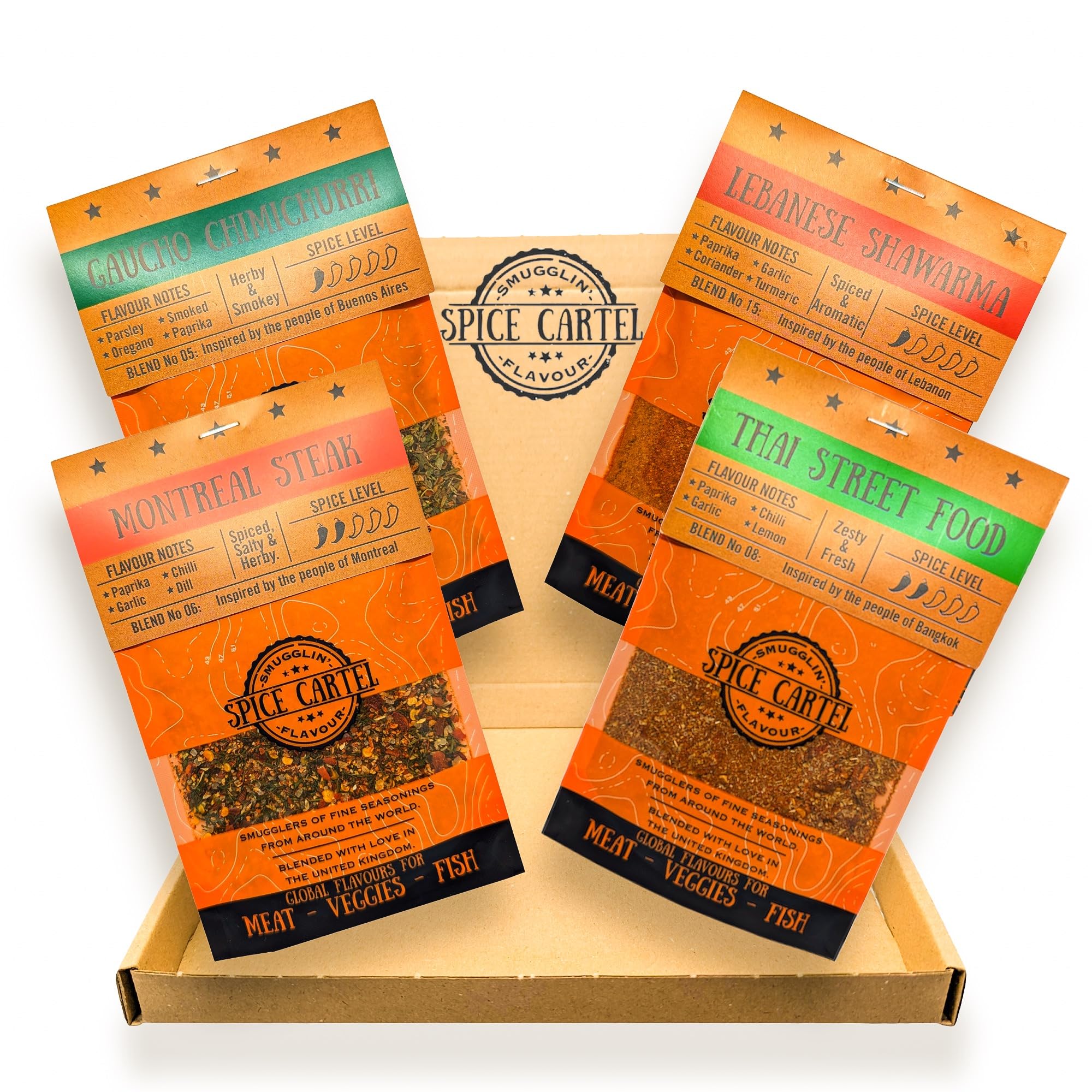 Spice Cartel, Barbecue Bangers Collection of Rubs & Marinades para barbacoa seriamente sabrosa, 4-35 g de bolsas resellables