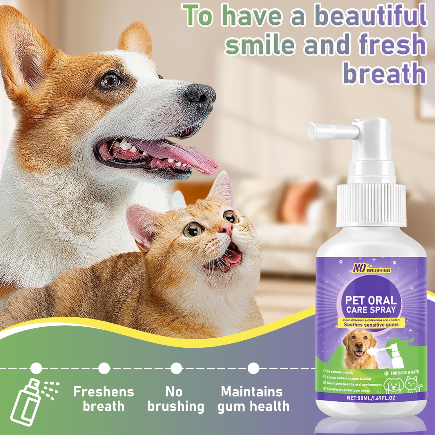 Wanban Dental Spray for Dogs - Oral Spray Bad Breath, Relieve Gum Redness & Infections, Reduce Plaque & Tartar, No Brushing Required - image 6