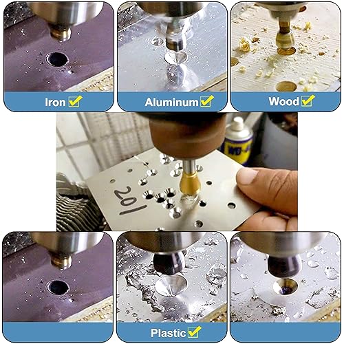 Miniatura 5 de Juego de brocas avellanadas de titanio, 4 brocas de 90 para madera y metal, kit de brocas avellanadoras de acero de alta velocidad